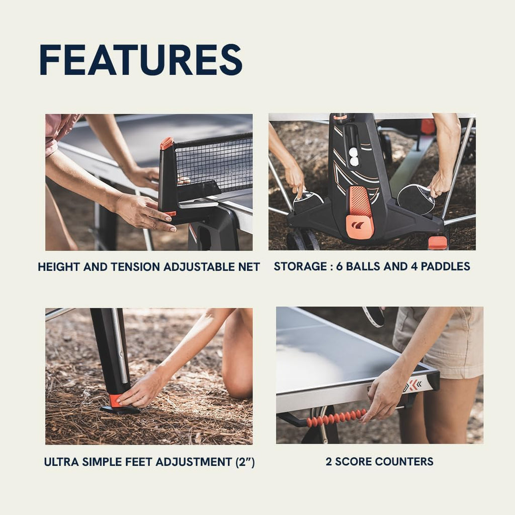 CORNILLEAU - 500X Outdoor Table Tennis Table - Folding & Compact - Weather and Schockproof - 6mm Laminate Top - Point Counters - Corner Protection Pads - Blue or Black