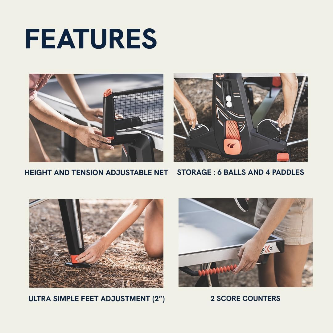 CORNILLEAU - 500X Outdoor Table Tennis Table - Folding & Compact - Weather and Schockproof - 6mm Laminate Top - Point Counters - Corner Protection Pads - Blue or Black