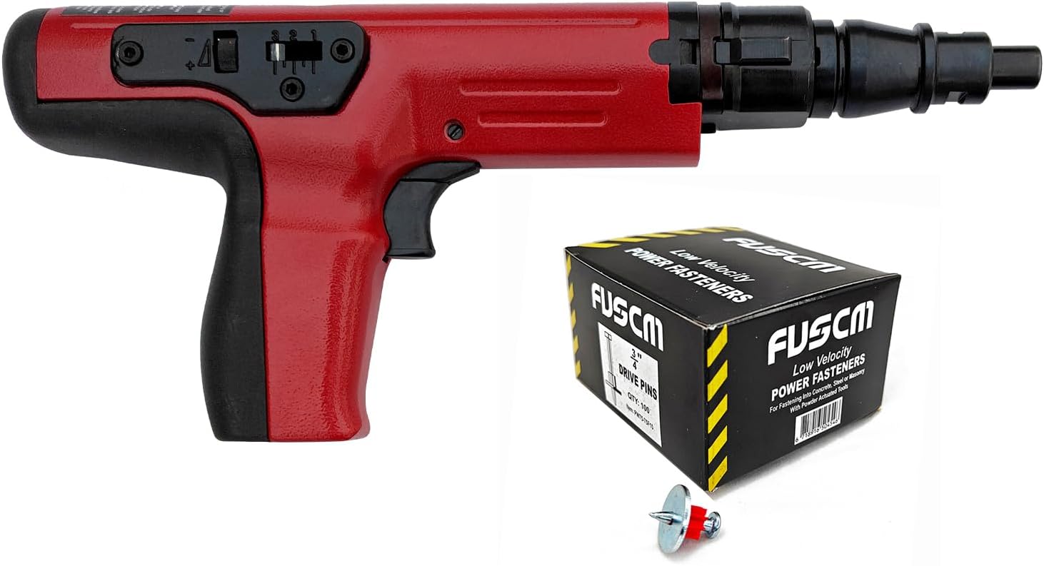 3/4' Washered Fastener+ .27 Cal Semi-Auto Powder Actuated Tool with power indicator
