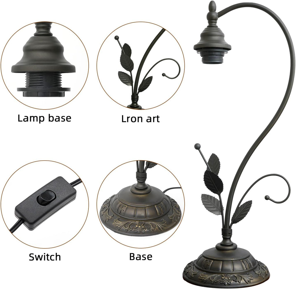 Tiffany Table Lamp Black Bats Stained Glass Bedside Lamp Tiffany Style S Metal Leaves Desk Light for Home Living Room Office Dormitory Bar Family Friends Gift