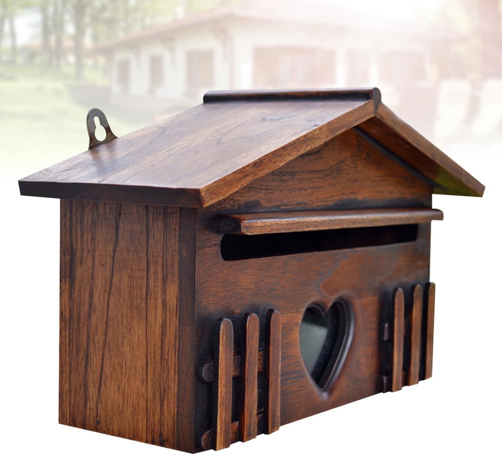 CUBANE Post Box, Wall Mounted Letterbox, Letter Boxletterbox Mailbox Wall Mount Suggestion Box Wooden Mailbox Outddor Post Box Creative Letter Box for Home Company Country Rustic Décor Mailbox