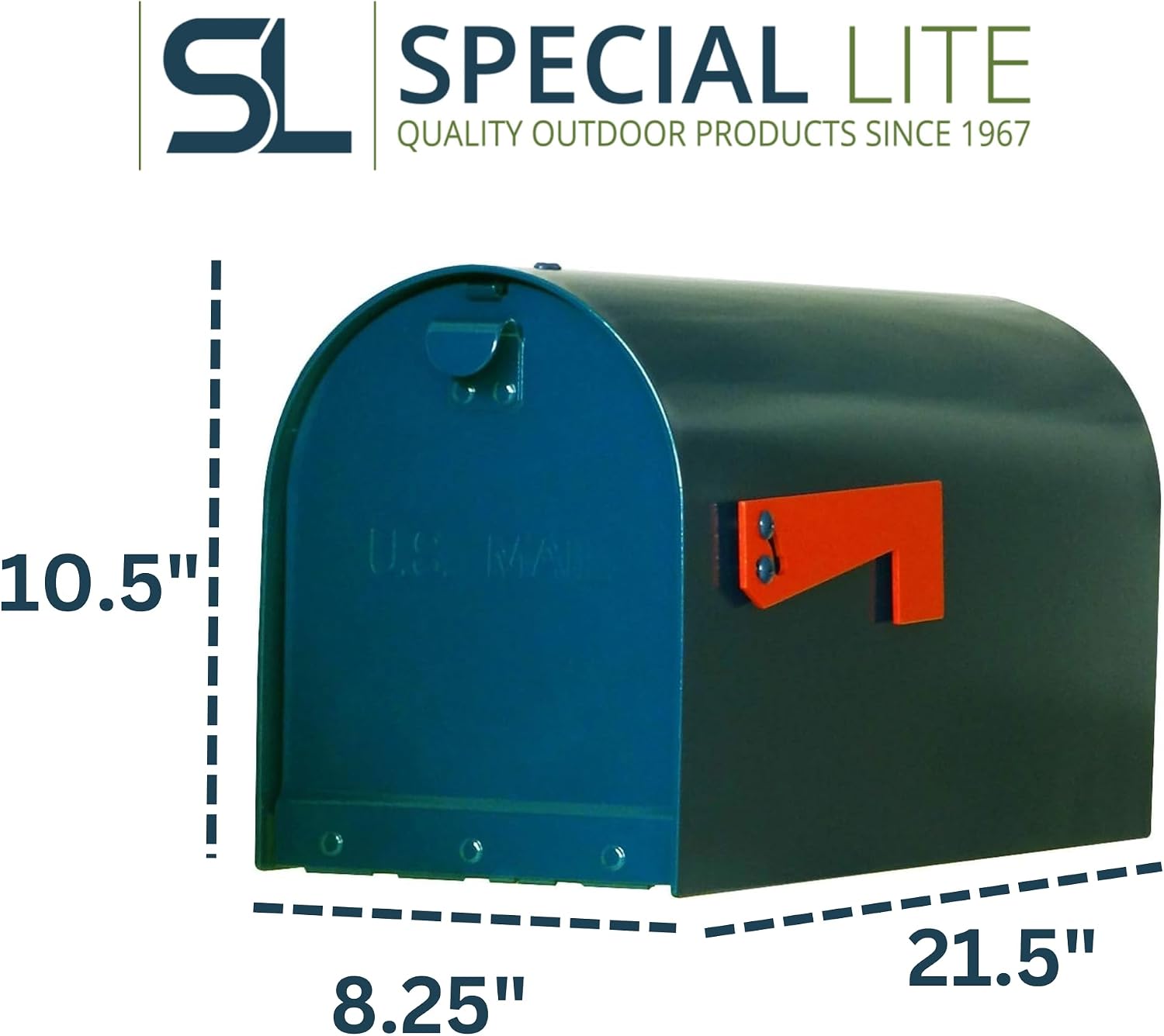 Special Lite Rigby Curbside Mailbox - Blue Aluminum Mailbox for Post Mount - SCR-1016A-BLU
