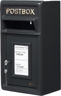 ACL Wall-Mounted Lockable Post Box - Durable Black Mailbox with Cast Iron Construction Secure Mail Storage (17D x 44H)