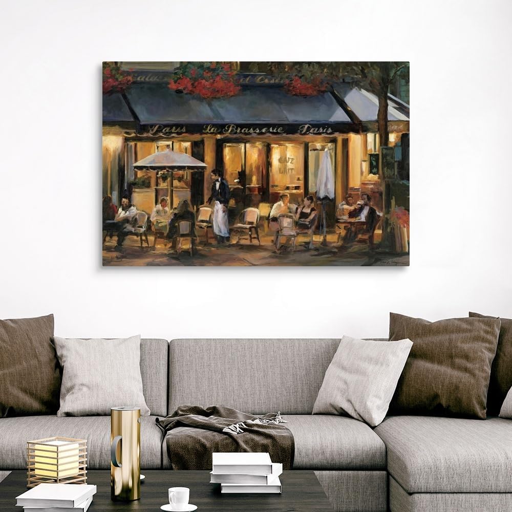 CANVAS ON DEMAND La Brasserie Canvas Wall Art Print by Marilyn Hageman, Traditional, Home Decor, Street Scene, Nature Artwork, 60' x40in