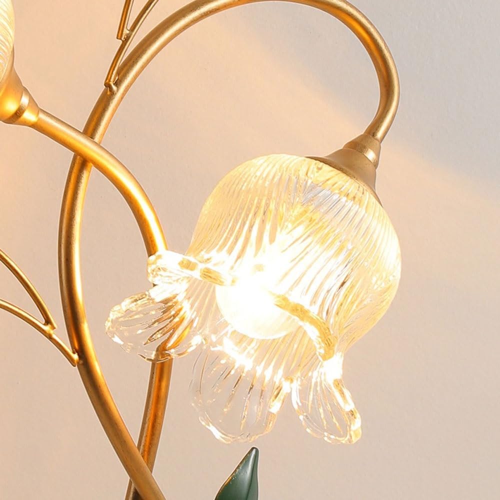 Crystal Table lamp Decorative Desk Lamp Bedroom Warm Bedside Artistic Rose Flower Gift Table Lamps(Small)