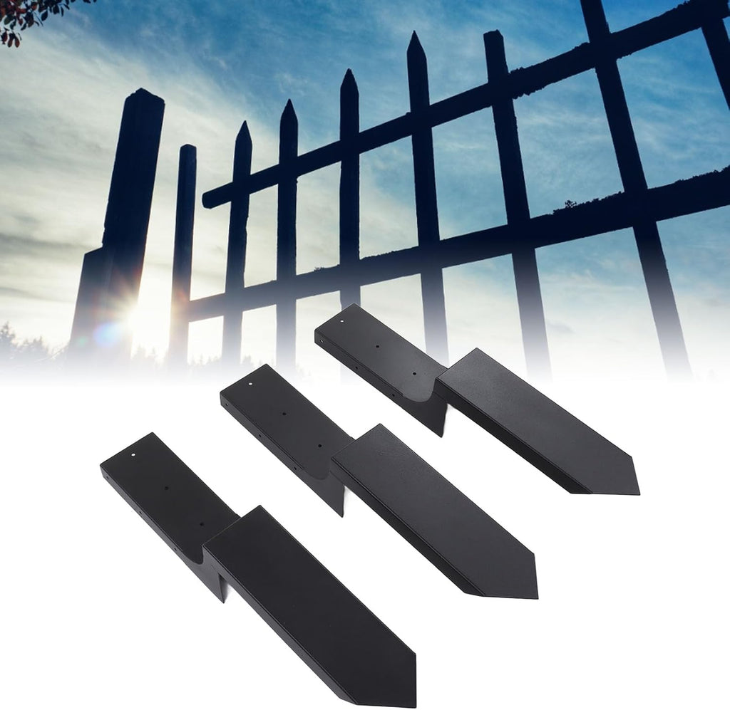 FLEXMAN 6Pcs Thickened Fence Post Repair Stakes Kit, 11+12.8 X 4.5 Steel Fence Anchor Support Ground Spike with Accessories, Heavy Duty Ground Spike for Repair Wood Fence