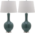 Safavieh Lighting Collection Blanche Gourd Teal and White Table Lamp, Set of 2