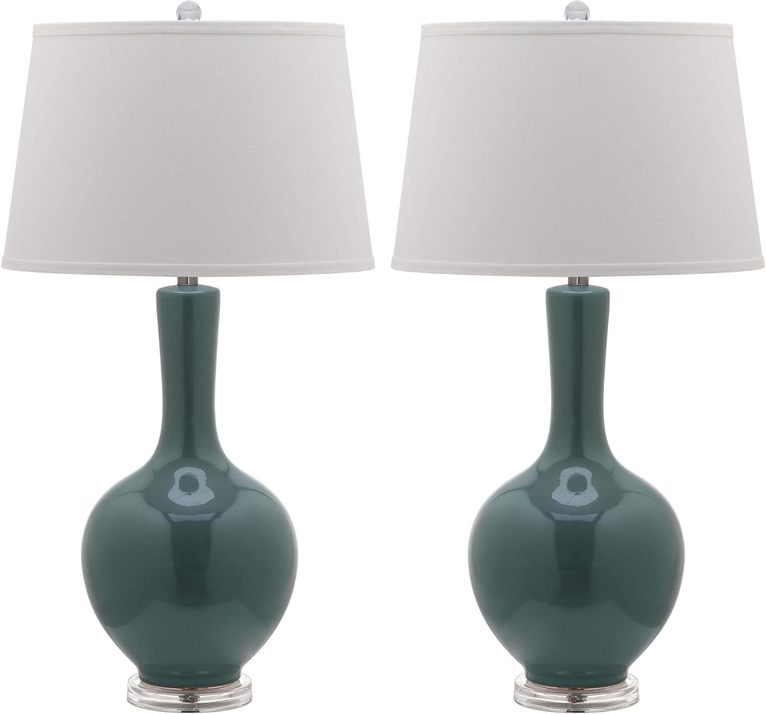 Safavieh Lighting Collection Blanche Gourd Teal and White Table Lamp, Set of 2