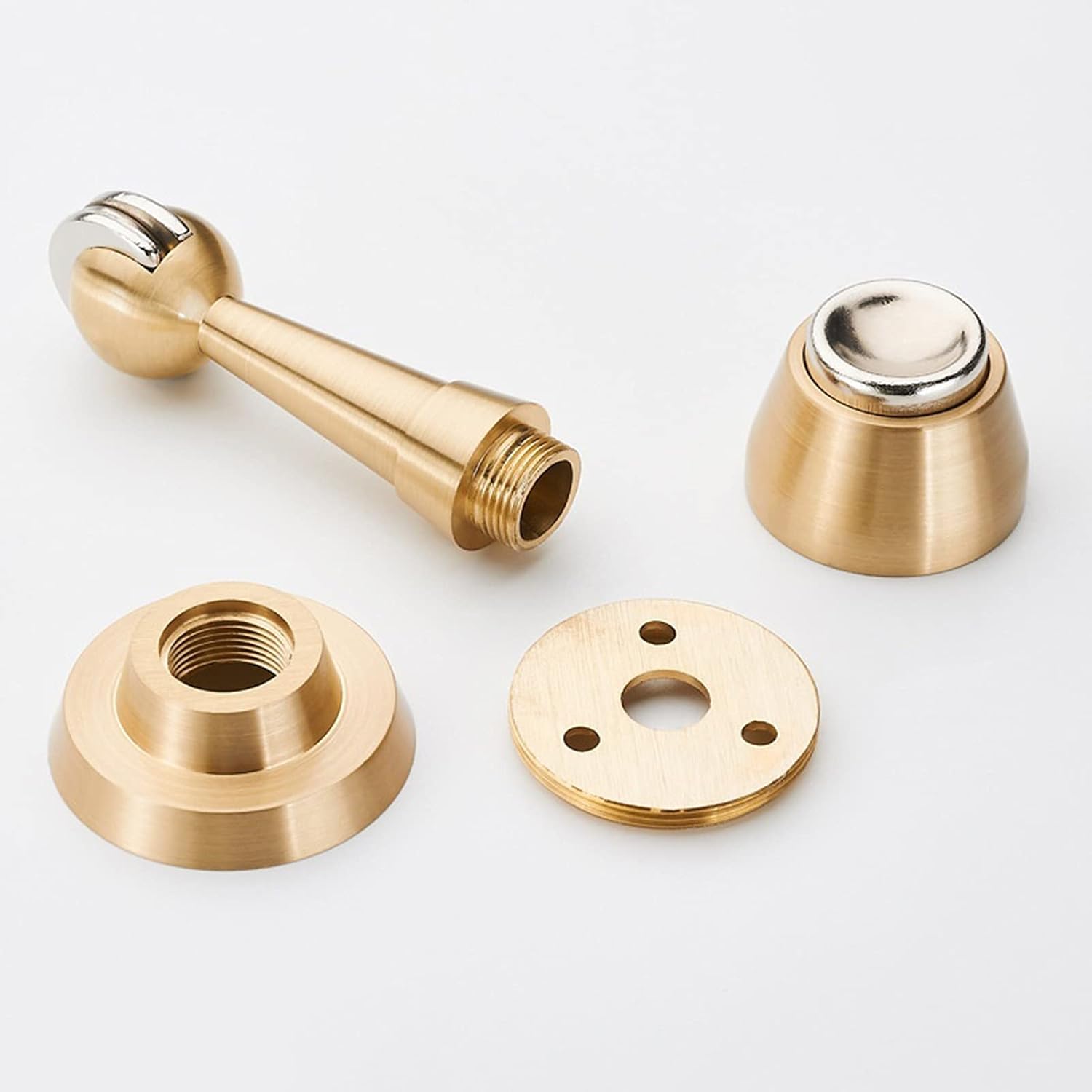 2 Pack Magnetic Door Stops, Brass Finish Door Stop, Metal Magnetic Door Holder, Floor Mounted Or Wall Mounted, Decorative Magnetic Door Catch to Prevent Wall and Door Damages