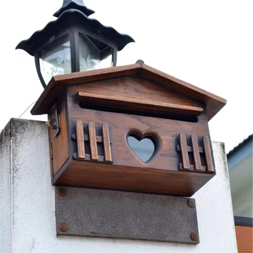 Wooden Cabin Mail Boxes,Letter Box,Weatherproof Secure Mail Box,Drop Box,Wall Mount Mailbox,Mailboxes for Outside,Suggestion Box Post Box,Rustic Vintage
