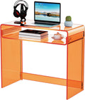 Acrylic Desk Laptop Study Table Home Office Console Table Entrance Tables, 33.5'' x 15.7'' x 29.5'' (Orange)