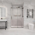ANZZI Frameless Shower Door 76' x 48' Frameless Shower Door with Sliding - Matte Black and Brushed Gold - Madam Series (SD-AZ13-01MBBG)