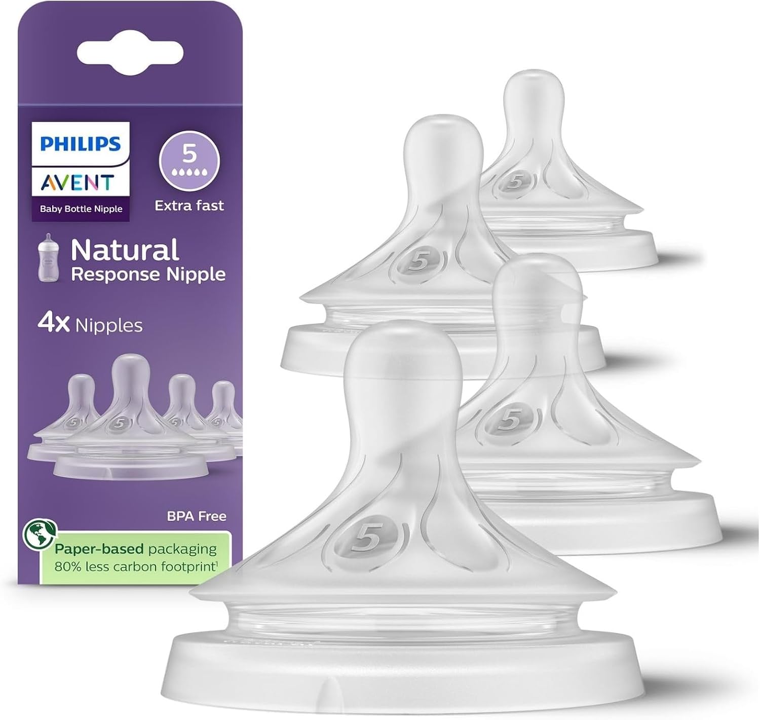 Philips Avent Natural Response Nipples, Extra Fast Flow (Flow 5), 48-Pack, SCY965/44