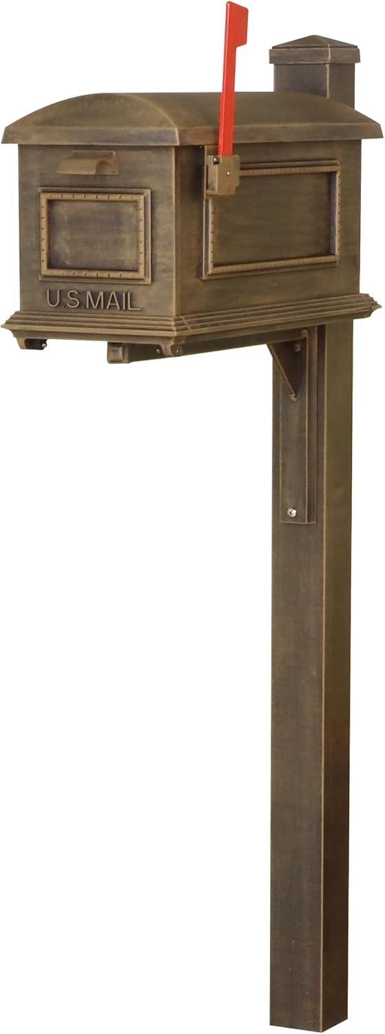 Special Lite Traditional Curbside Mailbox with Wellington Post - Copper Aluminum Mailbox with Post - SCT1010_SPK720-CP