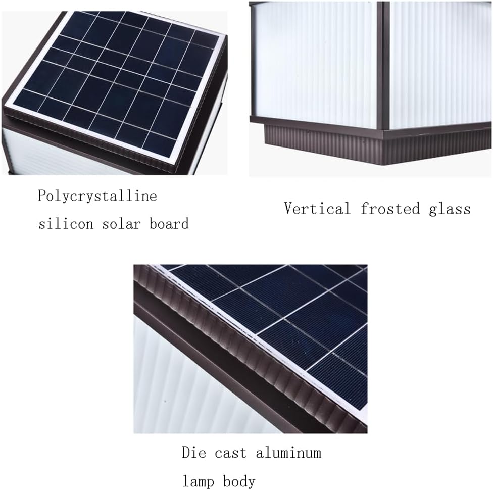 Solar Post Lights - Waterproof Aluminum Column Lamp with Glass Shade for 4x4, 5x5, or 6x6 Wooden Posts Perfect for Gardens, Yards, and Patios(30cm)