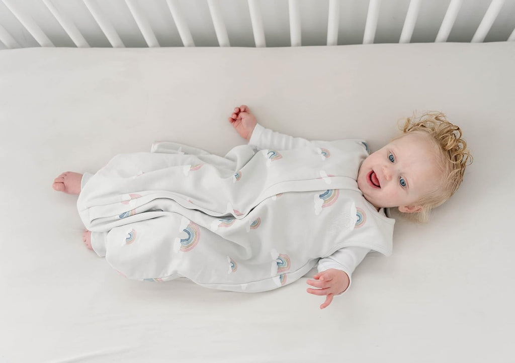 Woolino 4 Season Baby Sleep Bag or Sack with Feet Opening, Merino Wool and Organic Cotton, Toddler Sleeping Bag, 3-4T, Rainbow