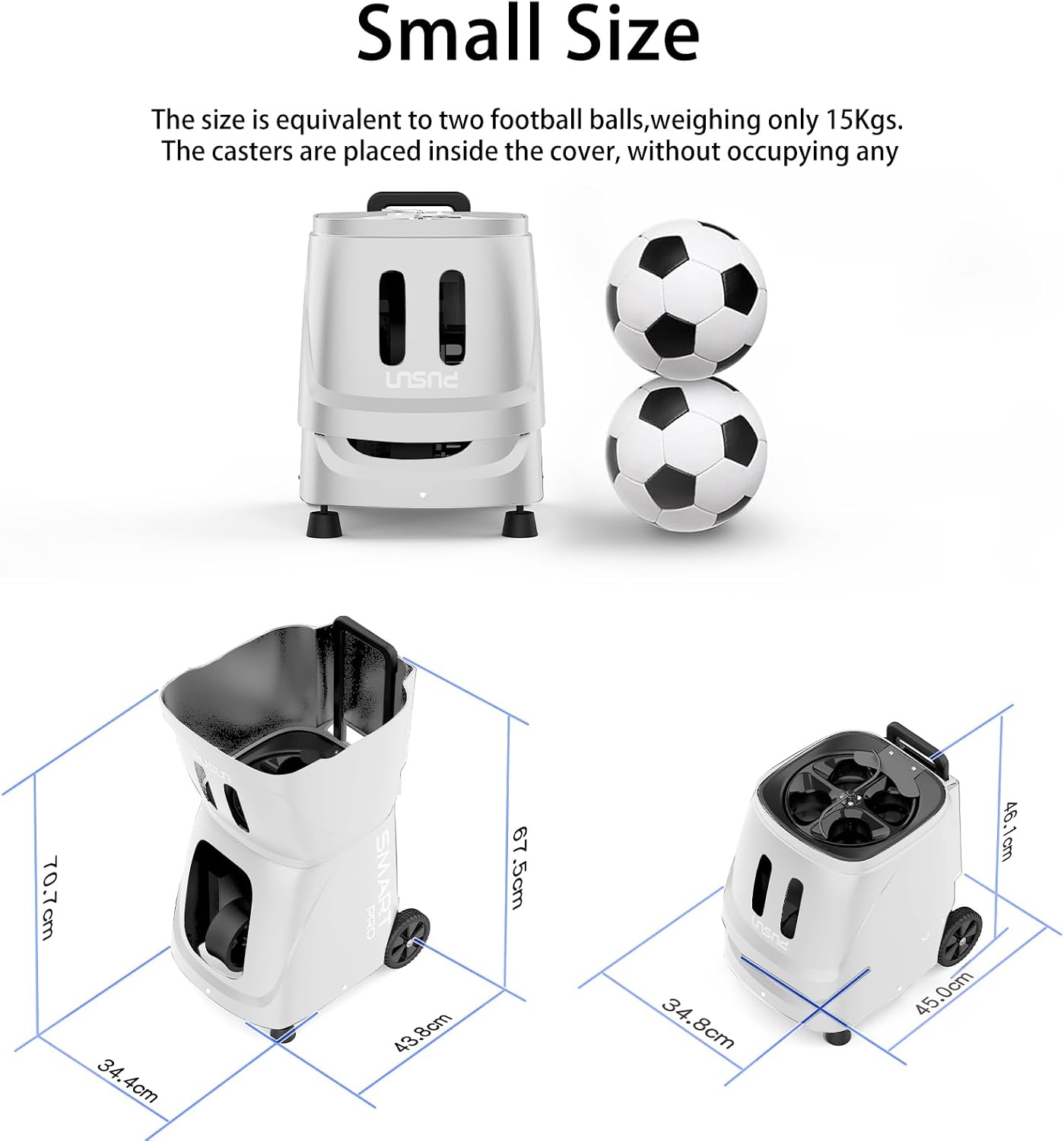 PT-SAMRT PRO-Internal Spin Tennis Ball Machine - Smart App Control - 100+ Ball Capacity - Professional Training Equipment - Realistic Ball Trajectory Simulation - 4-6 Hour Battery Life