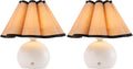 JONATHAN Y 10.5' Ivory Rechargeable Cordless Integrated LED Table Lamps Set of 2, Classic Vintage Scalloped Linen Shade, Dimmable Touch Sensor Accent Lamps JYL7157A-SET2