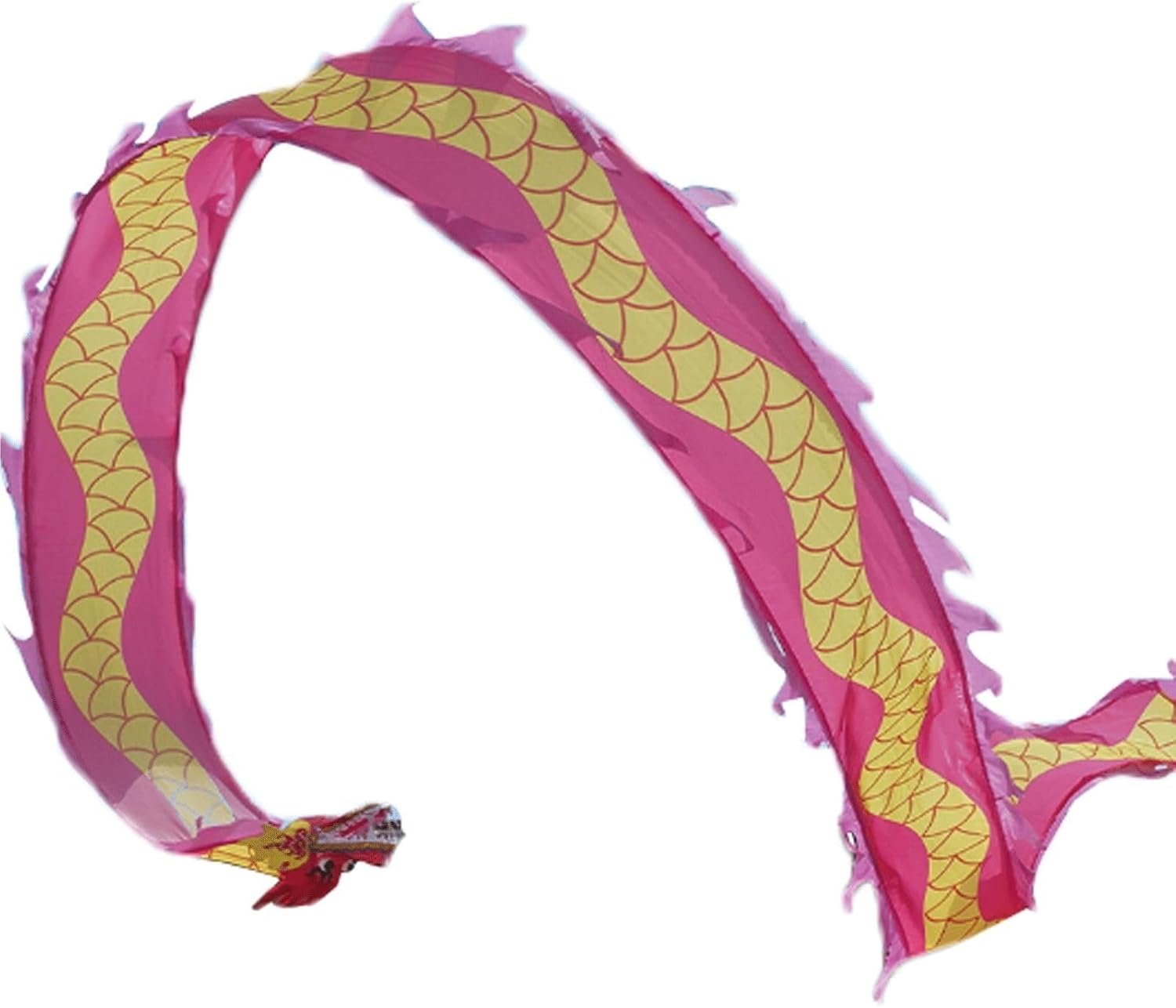 Chinese Dragon Costume Dragon Ribbon Juggling Play Dragon Dance Streamer Dragon Head with Rope Exercise Lion Dance Costume(Pink)