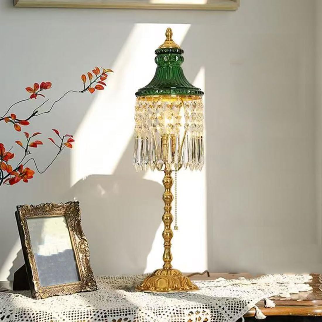 Crystal Table lamp Crystal Desk Lamp Romantic and Comfortable Carved Bedroom Living Room Decoration Elegant Table Lamps
