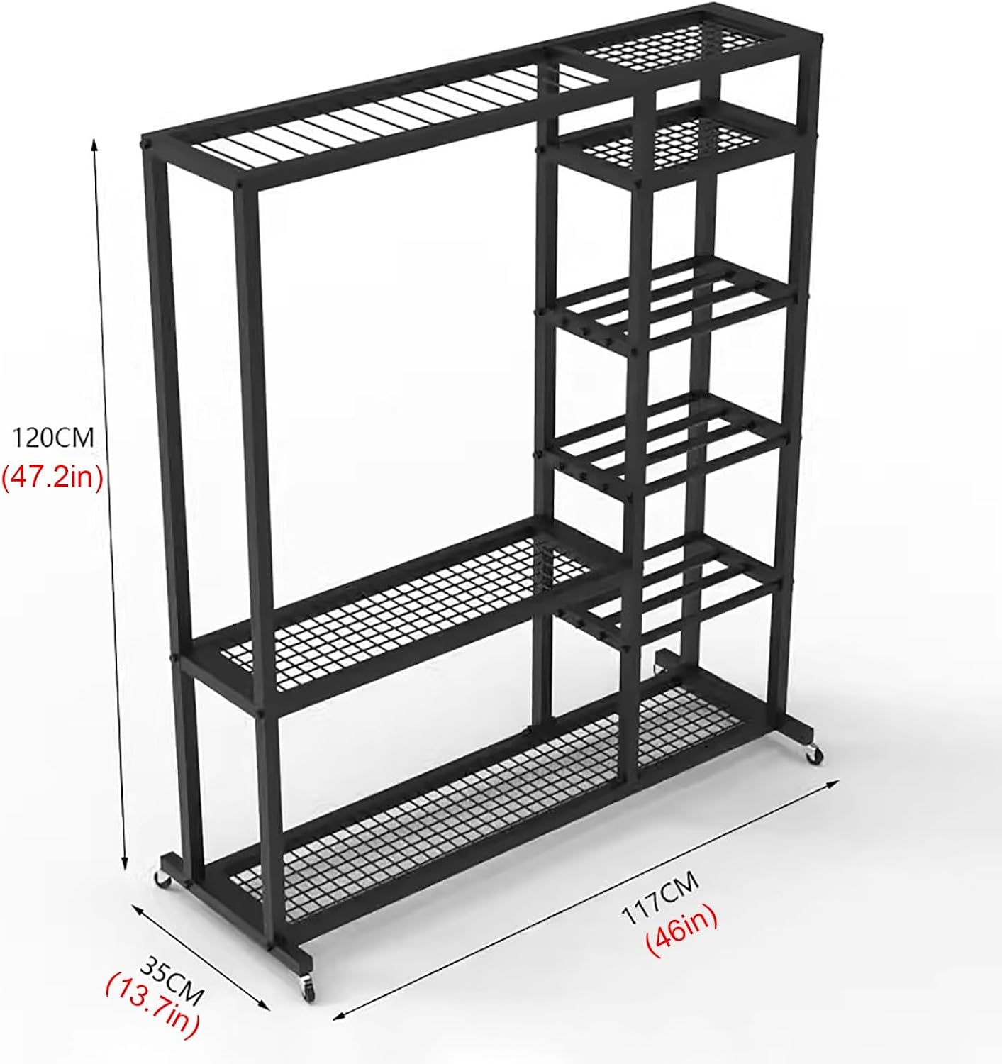 Large Capacity Sports Equipment Cart, 16 Racquet Display Stand with Openwork Shelf, Multi-Functional Organizer for Table Tennis/Sneakers/Tennis/Storage Bag, Saving Space,Black