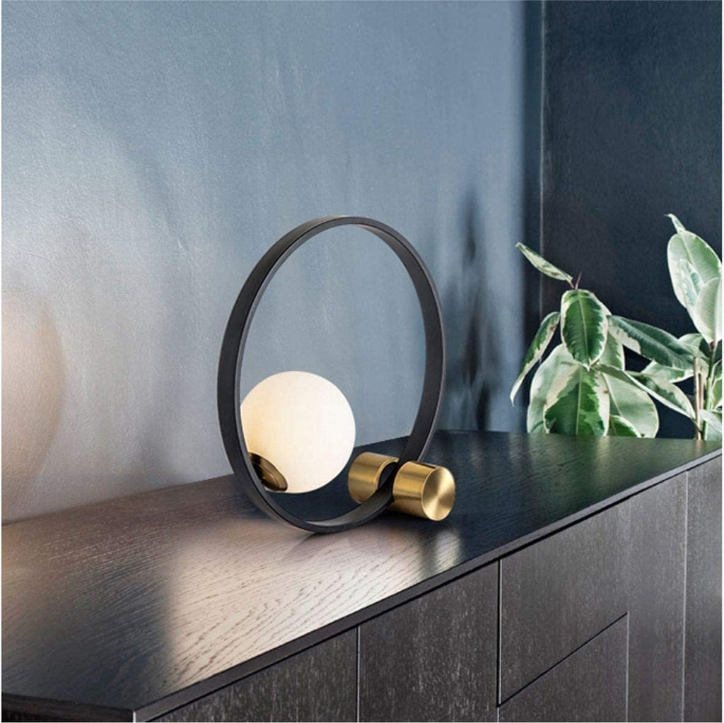 KCO Lighting Mid Century Modern Nightstand Lamp Black Metal Table Globe Desk Round Nightstand Large Glass Table Lamps for Living Room Bedside Office