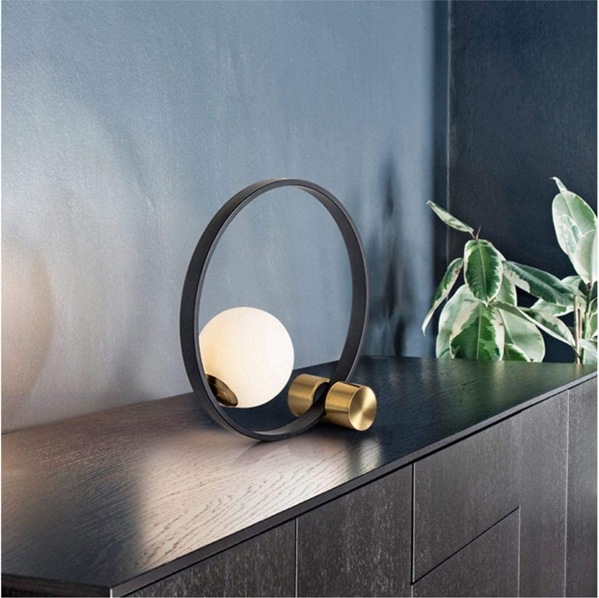 KCO Lighting Mid Century Modern Nightstand Lamp Black Metal Table Globe Desk Round Nightstand Large Glass Table Lamps for Living Room Bedside Office