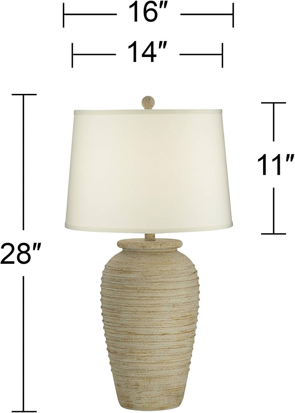 John Timberland Austin 28' Tall Jug Southwest Farmhouse Rustic Modern Table Lamps Set of 2 Sand Toned Ridged Finish Cream Shade Living Room Bedroom Bedside Nightstand House Office Home Kitchen