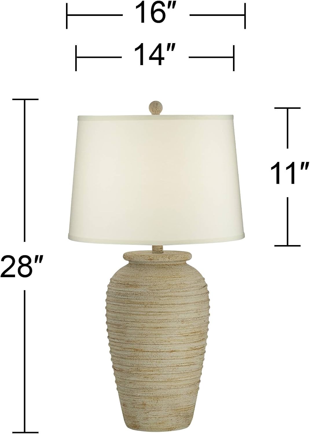 John Timberland Austin 28' Tall Jug Southwest Farmhouse Rustic Modern Table Lamps Set of 2 Sand Toned Ridged Finish Cream Shade Living Room Bedroom Bedside Nightstand House Office Home Kitchen