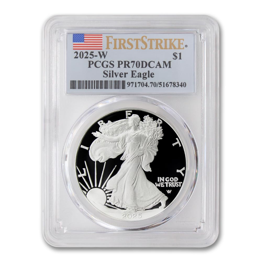 2025 W 1 oz American Silver Eagle Proof Coin PR-70 Deep Cameo (First Strike - Flag Label) with Original Government Packaging $1 PCGS PR70DCAM