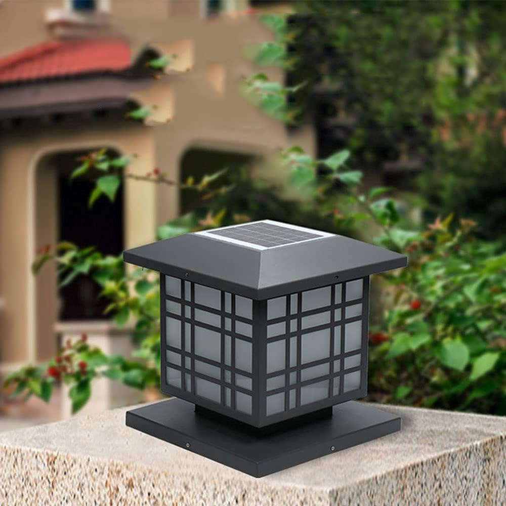 RCIDOS 1-Pack Solar Post Lamp Vintage Style Pillar Head Light Outdoor Landscape Post Lamp IP54 Waterproof Headlights Vintage Exterior Post Light 4X4 Wooden Pillar Lamp E27 Base,for Fence Deck Patio G