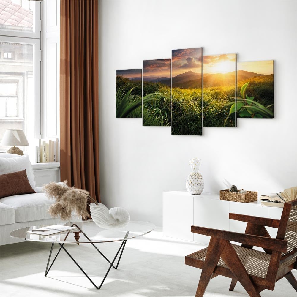 artgeist Acoustic Canvas Wall Art Nature Mountains 80x40 in - 5pcs Picture with Acoustic Foam Sound Print Artwork Room Acoustics Soundproofing Landscape Sky c-A-0095-b-m