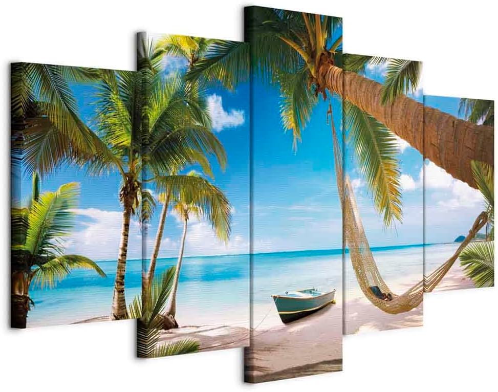 artgeist Acoustic Canvas Wall Art Beach Sea 80x40 in - 5pcs Picture with Acoustic Foam Sound Print Artwork Room Acoustics Soundproofing 020112-20