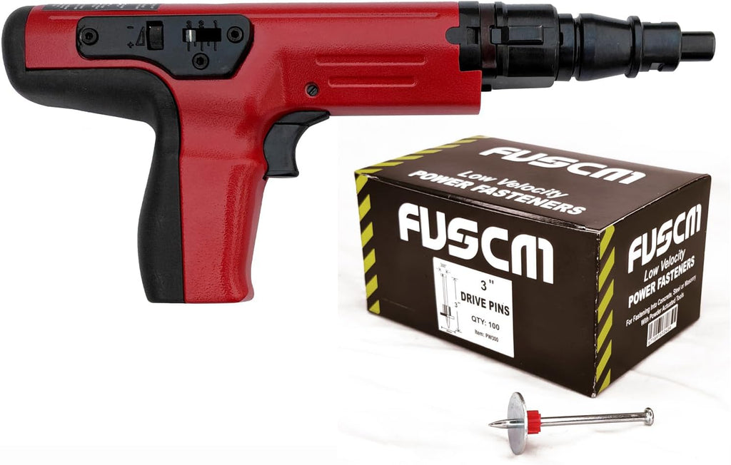 3' Washered Fastener + .27 Cal Semi-Auto Powder Actuated Tool with power indicator