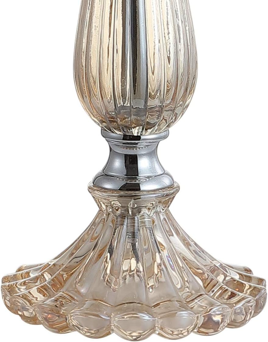 JONATHAN Y 32.5' Champagne Glass Table Lamp Set of 2 for Living Room Bedroom, Traditional French Country Bedside Lamps with White Faux Silk Shade, LED Bulbs Included JYL2067A-SET2