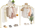 Creative Display Garment Racks in Boutique Clothing Stores, Heavy Duty Wall Mounted Gold Iron Garment Bar, Retail Display Rack Closet Storage Clothes Organizer, M(Length 350cm