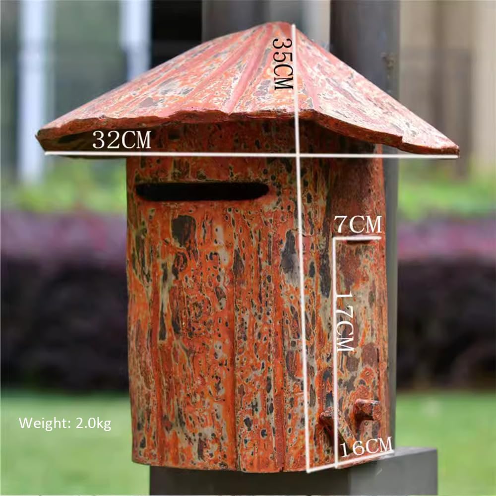 Outside Wall Mount Mailboxes Retro Solid Wood Mailbox Storage Box Hanging Wall Post Box Garden, Farmhouse Decoration