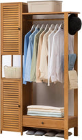 Coat Rack Stand Clothes Rack Stand, Free Standing Wardrobe, Modern Wood Furniture, Bedroom Hall Entryway Office for Storage Clothes Shoe Hat Umbrella(Wood Color-a-88X30X165CM