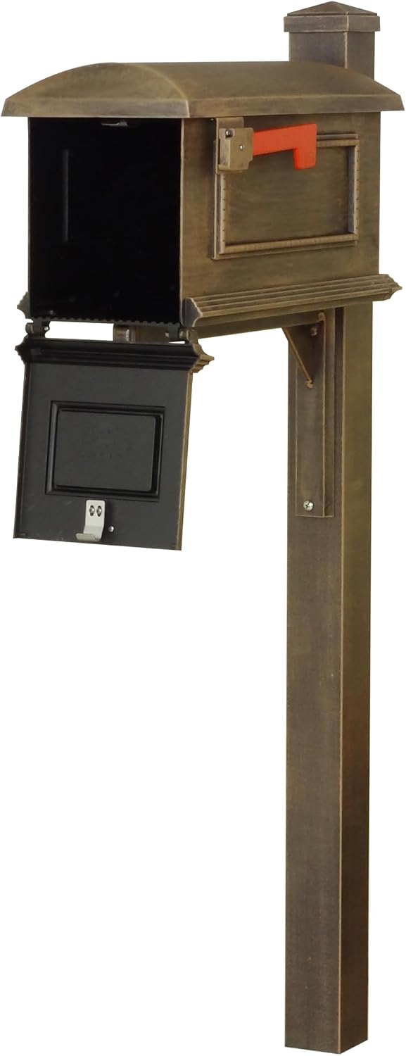 Special Lite Traditional Curbside Mailbox with Wellington Post - Copper Aluminum Mailbox with Post - SCT1010_SPK720-CP