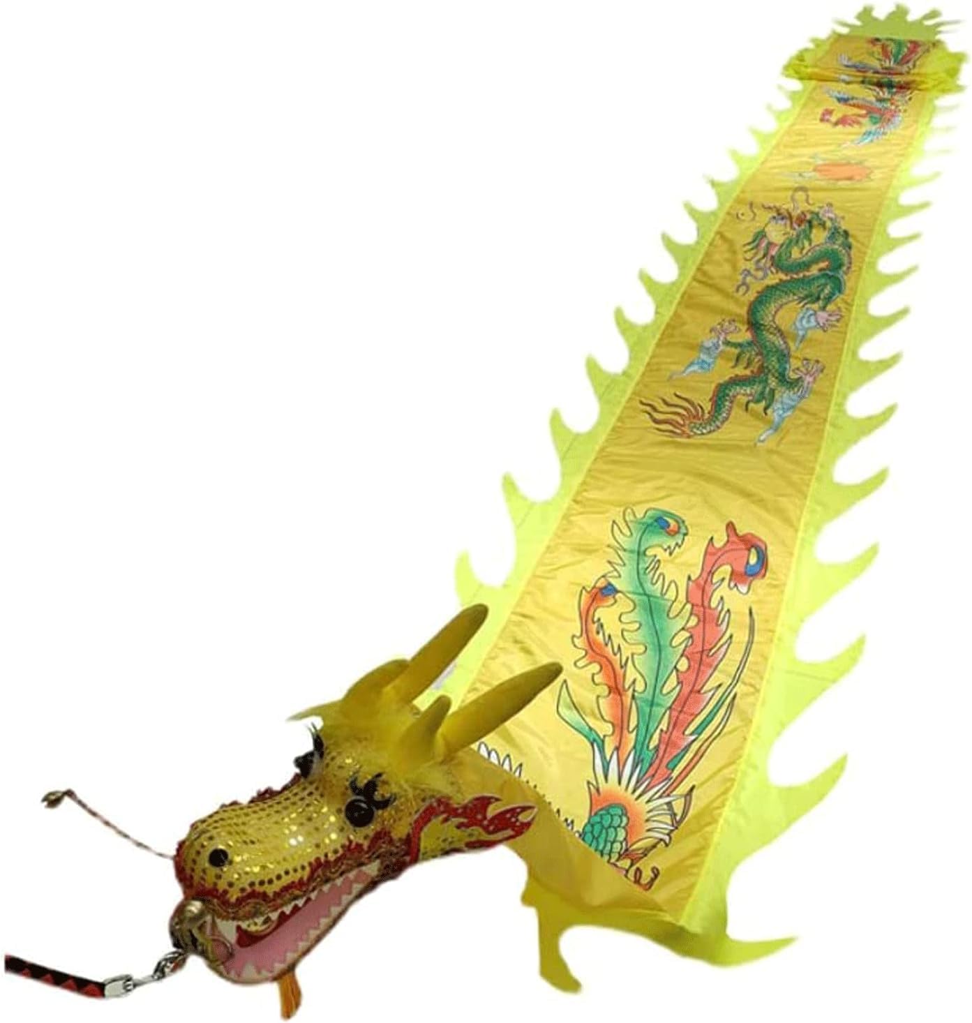 Lion Dance 3D Silk Streamer Dragon Dance Halloween Party Lion Traditional Festival Spring Outdoor Sports Ribbon Dragon Dances(Yellow,6m)