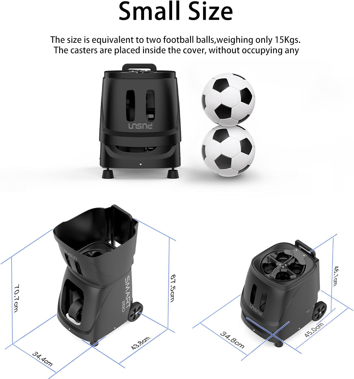 PT-SAMRT PRO-Internal Spin Tennis Ball Machine - Smart App Control - 100+ Ball Capacity - Professional Training Equipment - Realistic Ball Trajectory Simulation - 4-6 Hour Battery Life