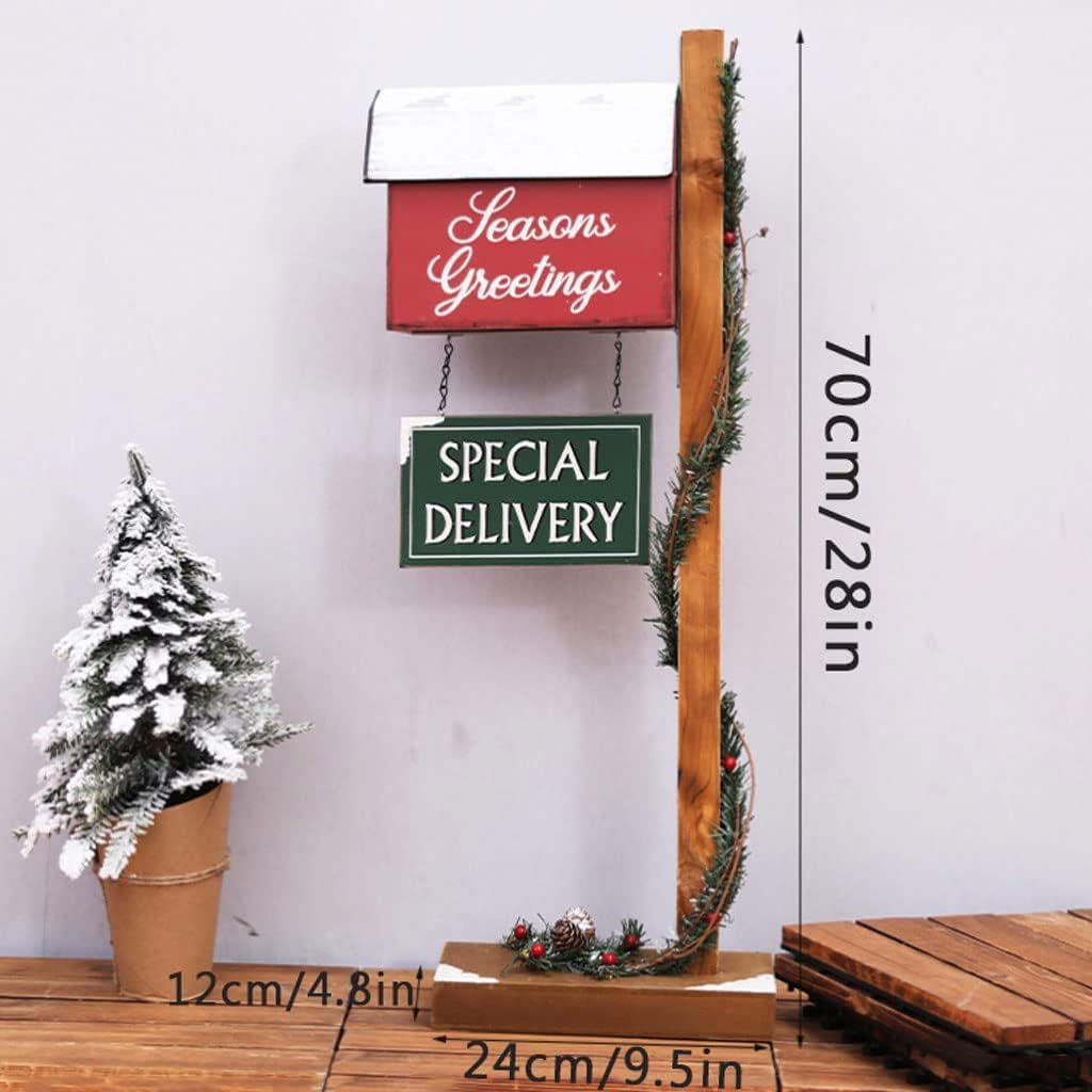 Key Drop Box Creative Mailbox Wooden Drop Box Medium Capacity Post Box Cute Christmas Parcel Box Roadside Pole Mount Mail Boxes Easy to Install