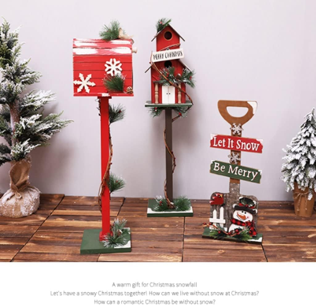 Key Drop Box Creative Mailbox Wooden Drop Box Medium Capacity Post Box Cute Christmas Parcel Box Roadside Pole Mount Mail Boxes Easy to Install