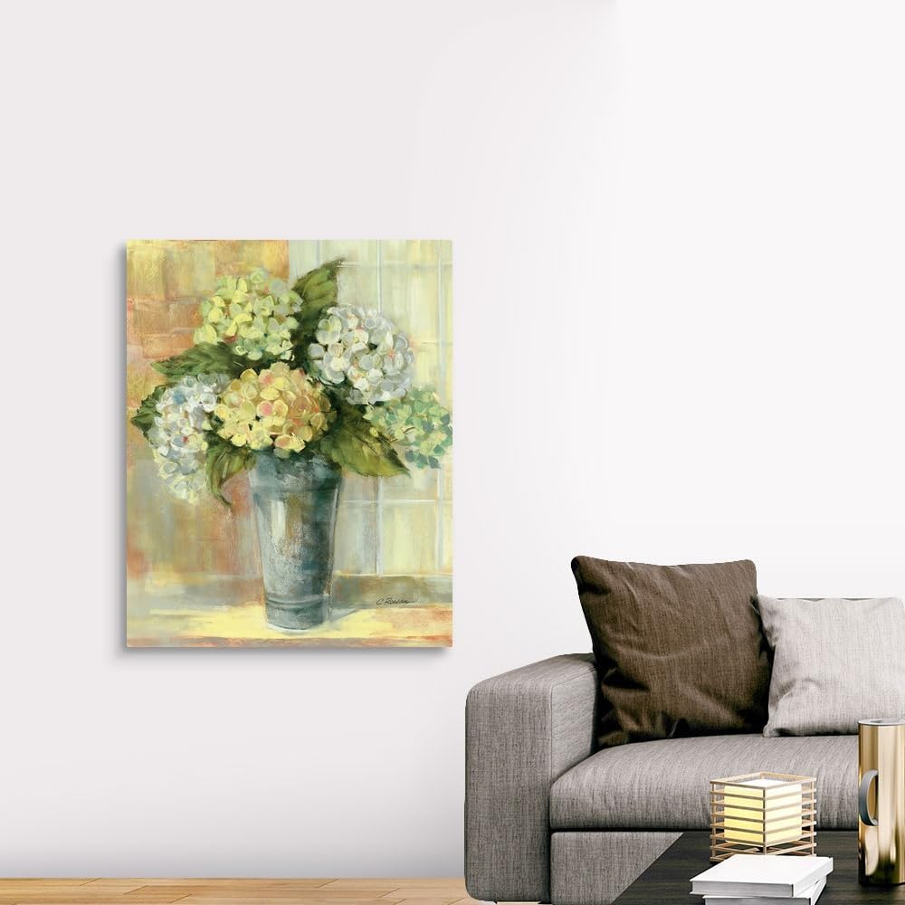 CANVAS ON DEMAND Yellow Hydrangea Canvas Wall Art Print by Carol Rowan, Traditional, Home Decor, Artwork, 36'x45' Floral Artwork, 36'x45' Flowers Artwork, 36'x45'