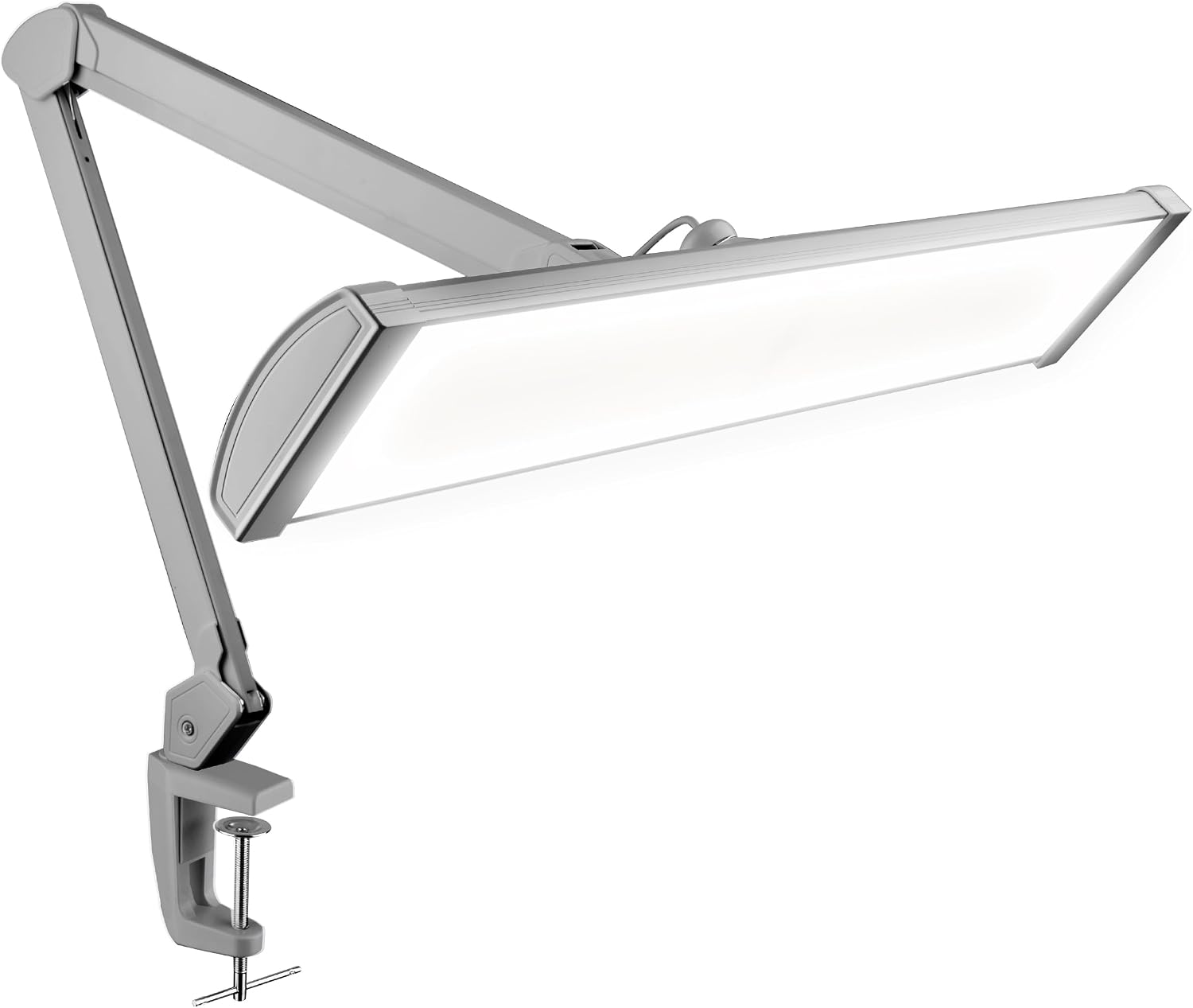 Neatfi Ultra 3,500 Lumens LED Desk Lamp with Clamp – 45W, 270 SMD LEDs, Shadow-Free | Adjustable Brightness | Task Light for Nail, Craft & Office (Silver, 26-Inch Wide Shade)