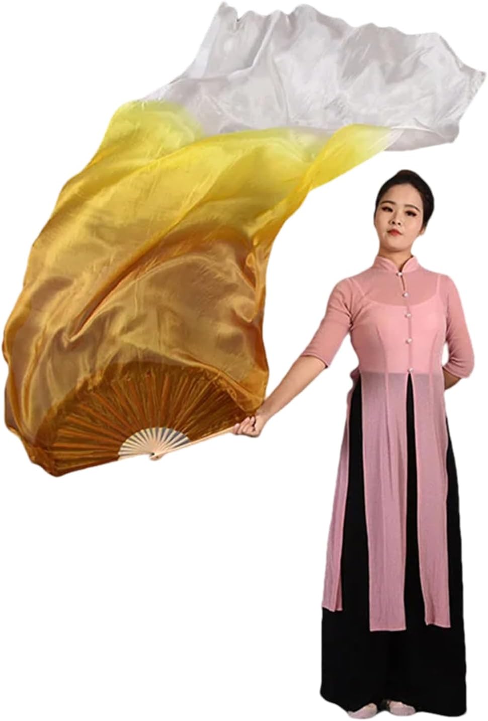 Women Belly Dance Silk Long Fan Veils Props Belly Dance Pastel Colors Flag Streamer Adults
