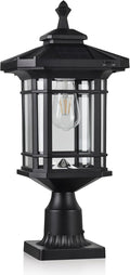 Solar Post Light Outdoor, ST4338Q Dusk to Dawn Post Lamp Solar Powered with Pier Mount Base for Pole Pillar Gates Yard Garden Pathway