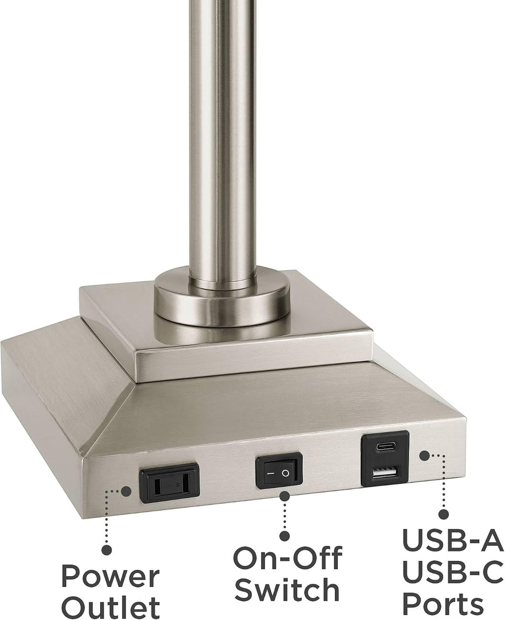 360 Lighting Camber 29' Tall Modern Swing Arm Hotel Style Desk Table Lamp with USB Charging Ports A+C and AC Power Outlet in Base Brushed Nickel Linen Shade Living Room Bedroom House Bedside Reading