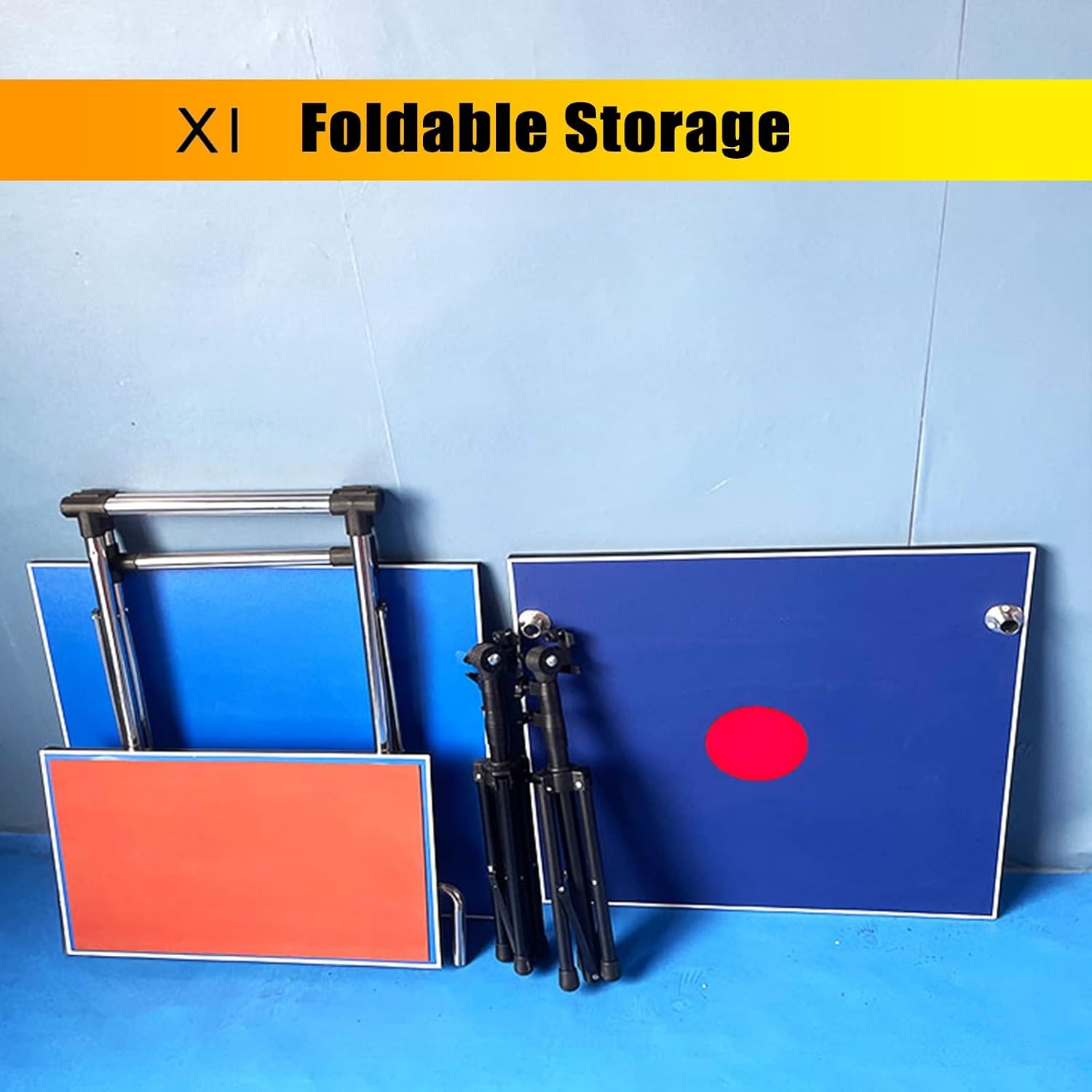Table Tennis Self Training Equipment, Ping Pong Rebound Board with Red Rubbers for Adult Kids, Height Adjusted Ping-Pong Sparring Springback Machine with Table