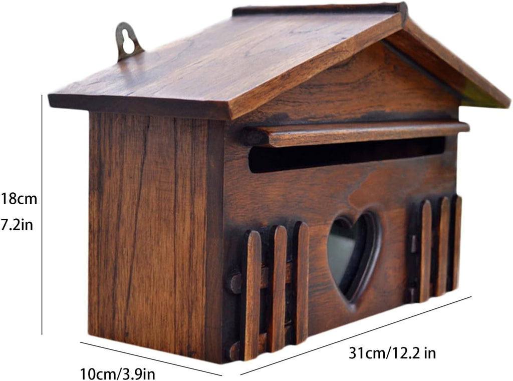 CUBANE Post Box, Wall Mounted Letterbox, Letter Boxletterbox Mailbox Wall Mount Suggestion Box Wooden Mailbox Outddor Post Box Creative Letter Box for Home Company Country Rustic Décor Mailbox